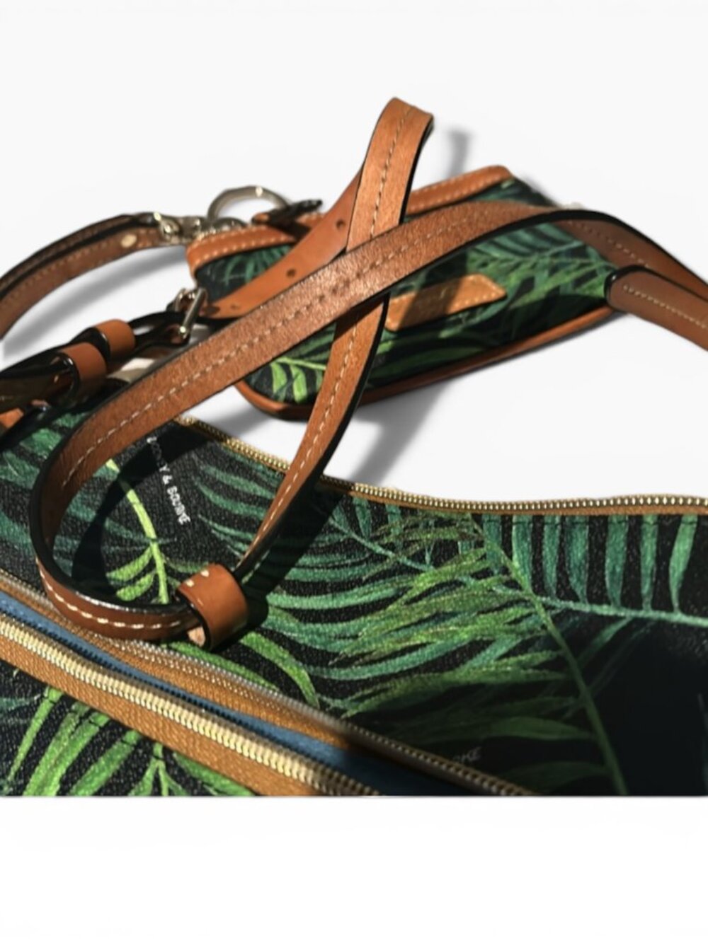 Dooney & Bourke Palm Leaf Crossbody Bag + Matching Wristlet Tropical EUC - Picture 12 of 15